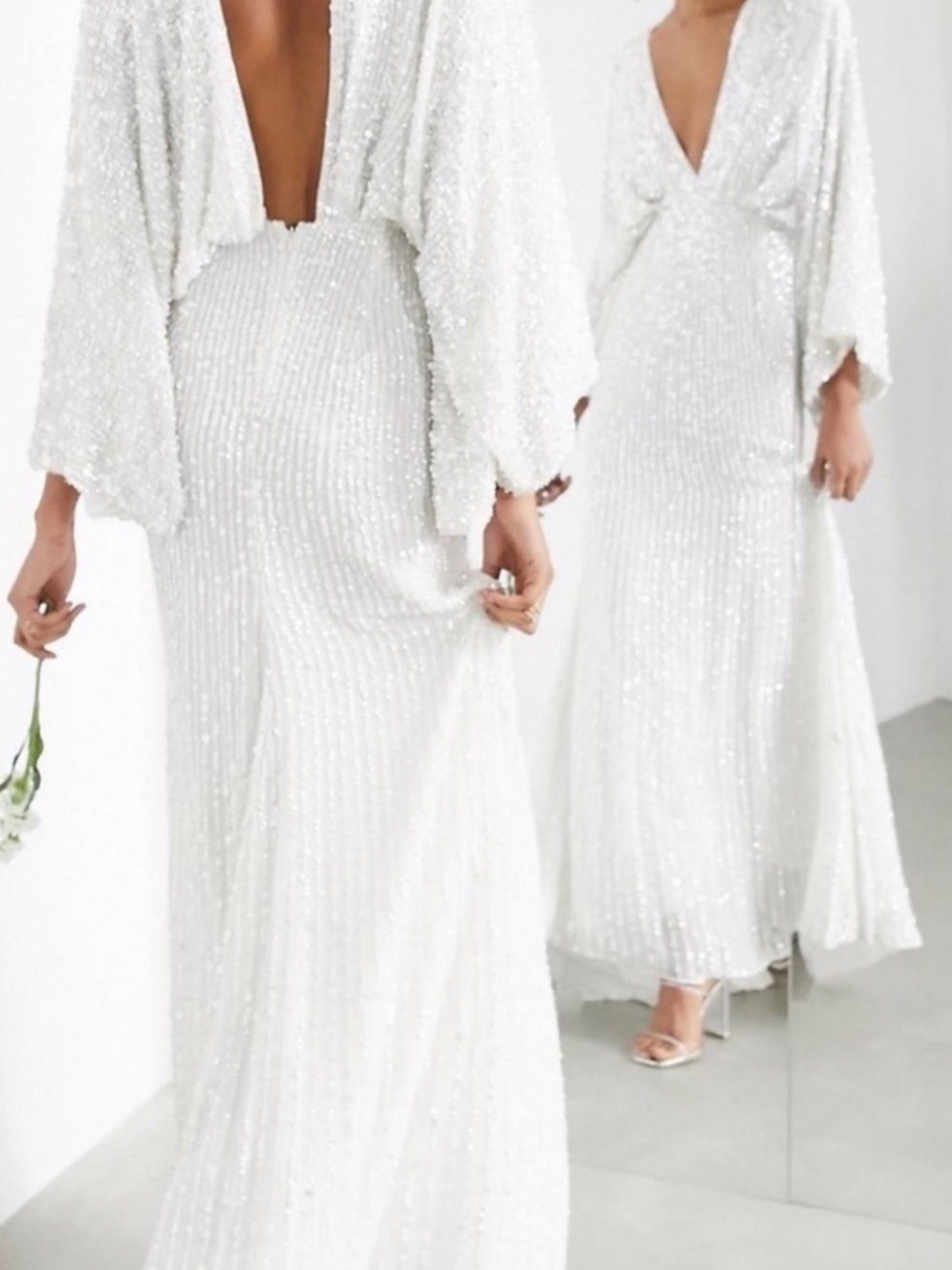 ASOS Ciara sequin kimono sleeve wedding dress
